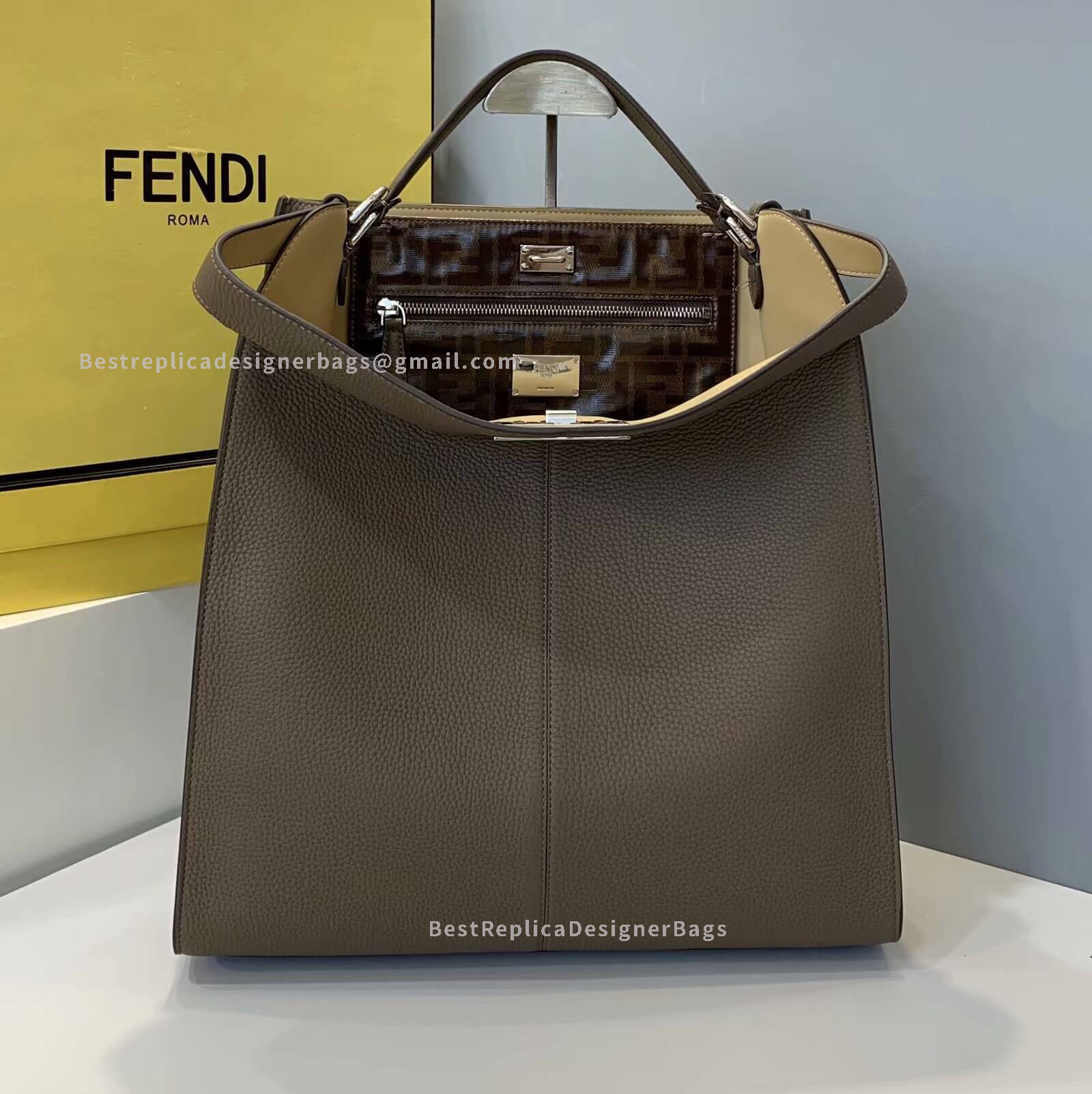 Fendi Peekaboo X-Lite Large Brown Leather Bag 652
